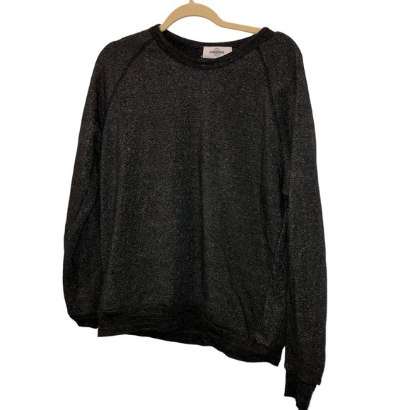 soulcycle charcoal gray marl knit crew neck sweatshirt top L - Picture 1 of 3